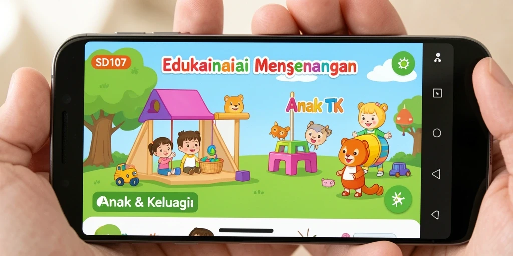 Tampilan antarmuka interaktif Game Anak TK yang penuh warna.