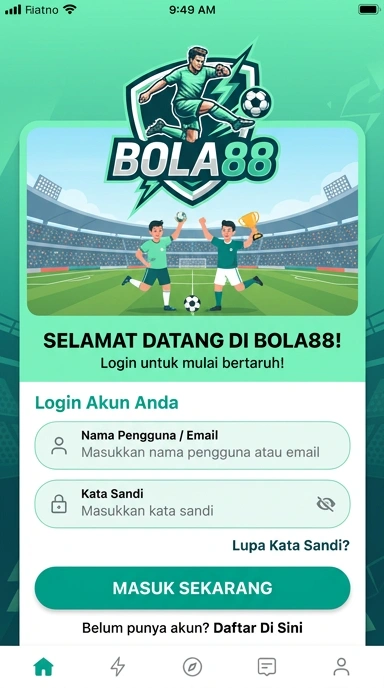 Tampilan halaman login bola88